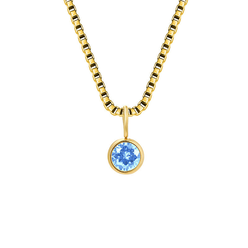Collar de acero y titanio con circonitas y piedra natal de 8 mm de Olivenorma 