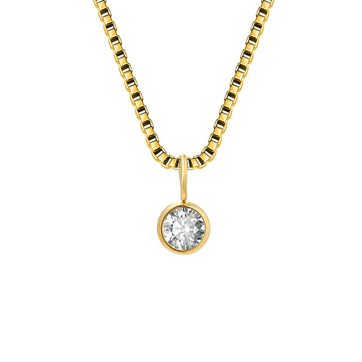 Collar de acero y titanio con circonitas y piedra natal de 8 mm de Olivenorma 