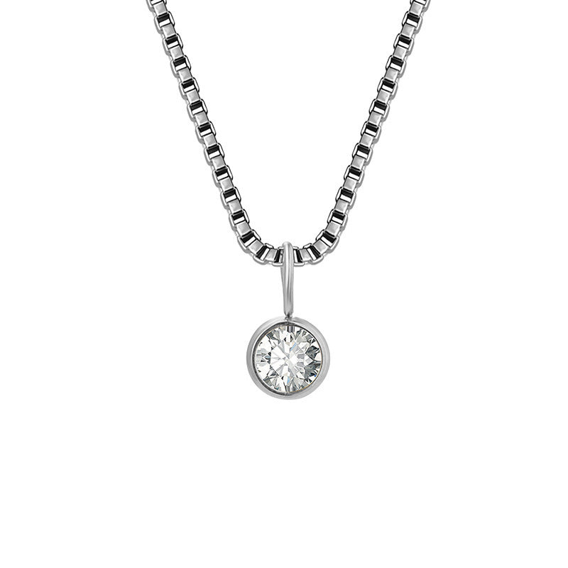 Collar de acero y titanio con circonitas y piedra natal de 8 mm de Olivenorma 