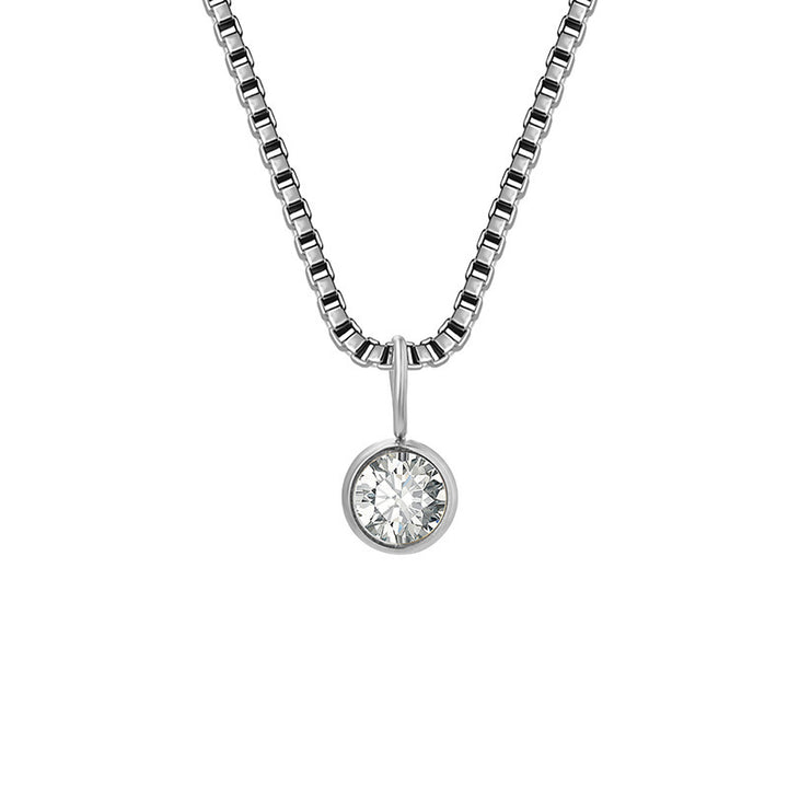 Collar de acero y titanio con circonitas y piedra natal de 8 mm de Olivenorma 