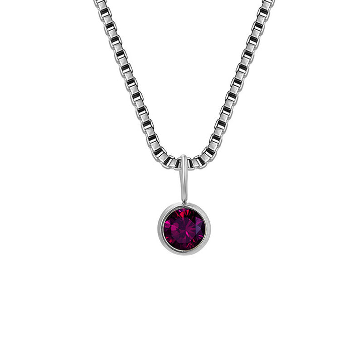 Collar de acero y titanio con circonitas y piedra natal de 8 mm de Olivenorma 