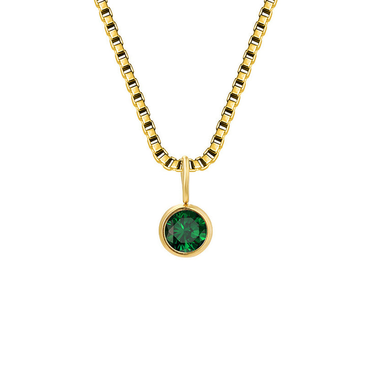 Collar de acero y titanio con circonitas y piedra natal de 8 mm de Olivenorma 