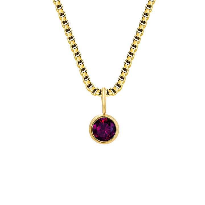 Collar de acero y titanio con circonitas y piedra natal de 8 mm de Olivenorma 