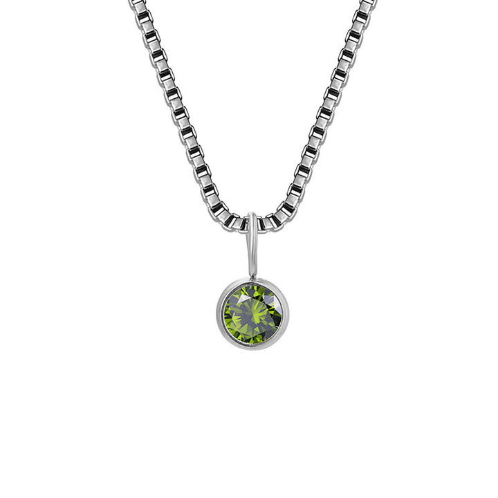 Collar de acero y titanio con circonitas y piedra natal de 8 mm de Olivenorma 