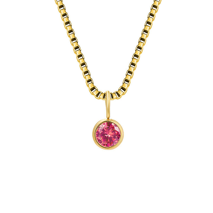 Collar de acero y titanio con circonitas y piedra natal de 8 mm de Olivenorma 