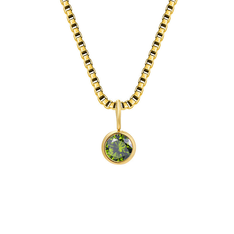 Collar de acero y titanio con circonitas y piedra natal de 8 mm de Olivenorma 