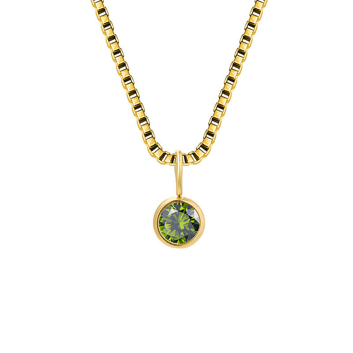 Collar de acero y titanio con circonitas y piedra natal de 8 mm de Olivenorma 
