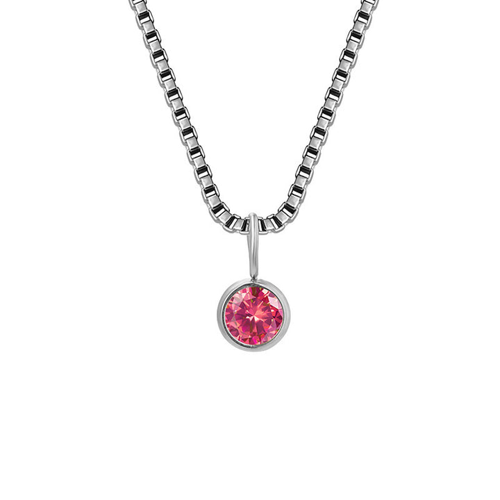 Collar de acero y titanio con circonitas y piedra natal de 8 mm de Olivenorma 