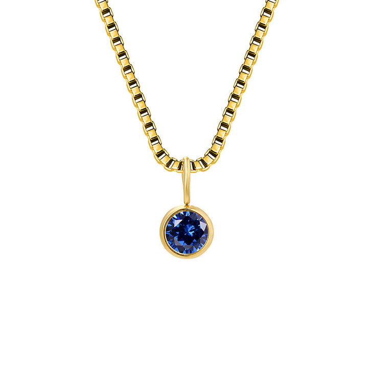 Collar de acero y titanio con circonitas y piedra natal de 8 mm de Olivenorma 