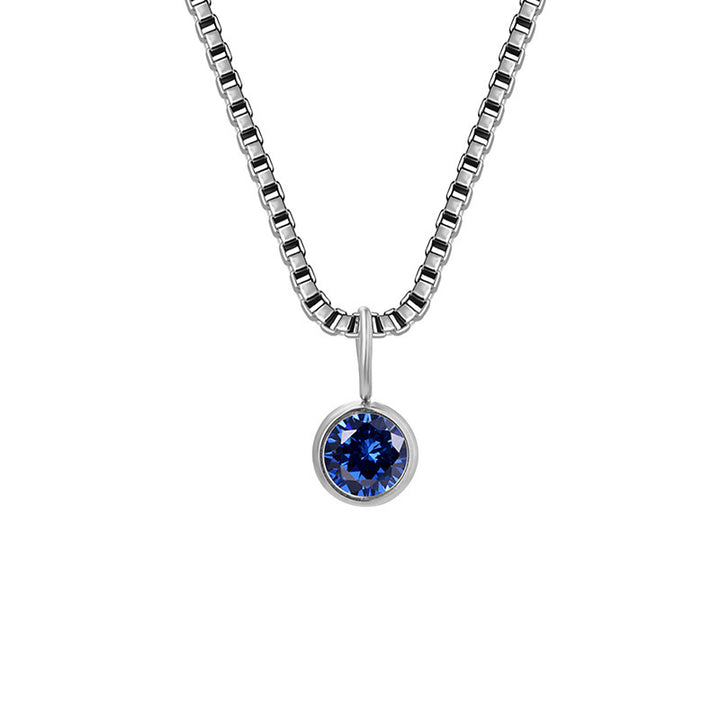 Collar de acero y titanio con circonitas y piedra natal de 8 mm de Olivenorma 