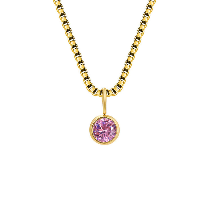 Collar de acero y titanio con circonitas y piedra natal de 8 mm de Olivenorma 