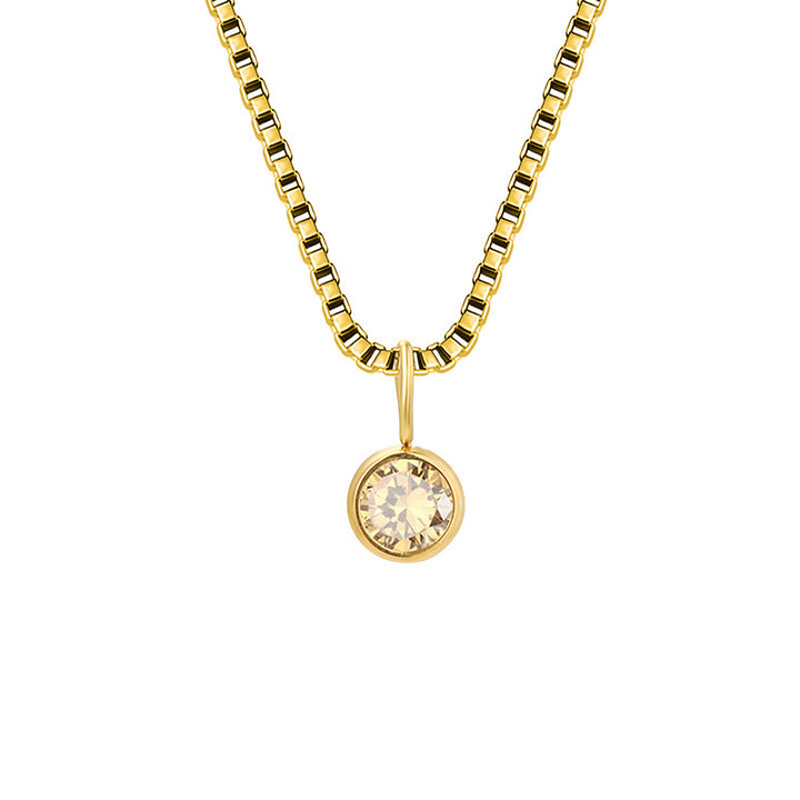 Collar de acero y titanio con circonitas y piedra natal de 8 mm de Olivenorma 