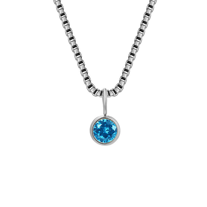 Collar de acero y titanio con circonitas y piedra natal de 8 mm de Olivenorma 