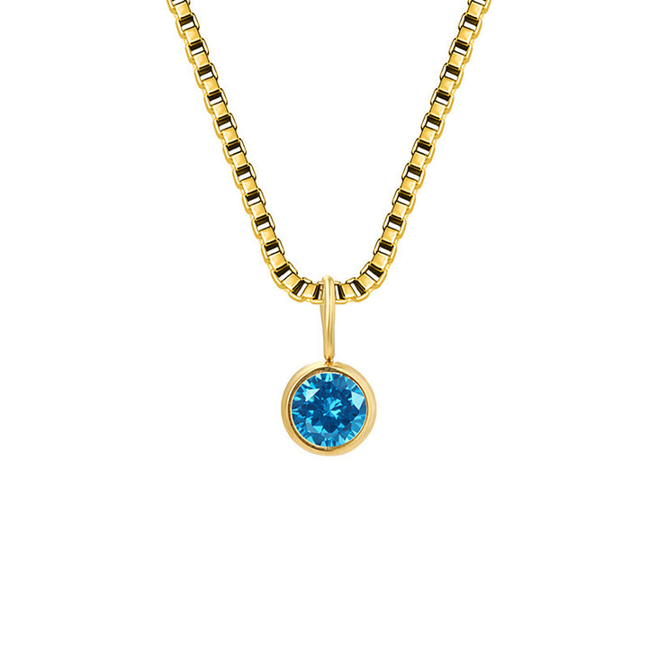 Collar de acero y titanio con circonitas y piedra natal de 8 mm de Olivenorma 