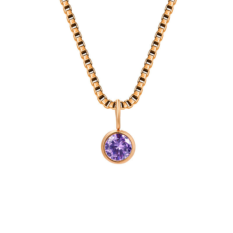 Collar de acero y titanio con circonitas y piedra natal de 8 mm de Olivenorma 