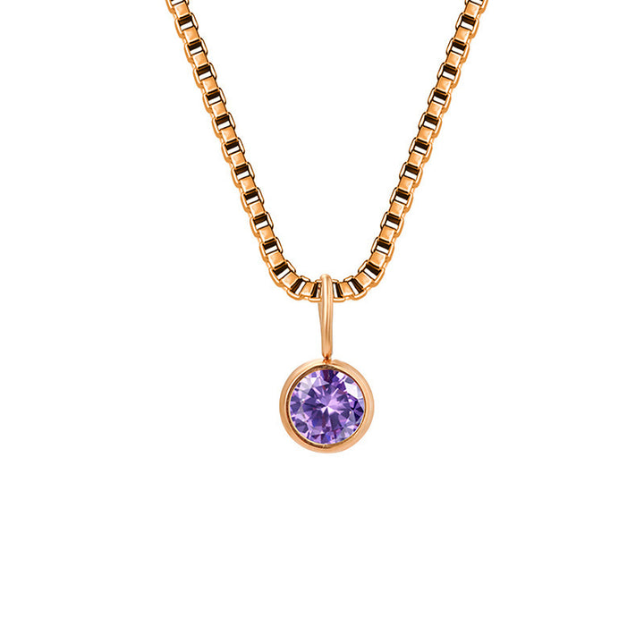 Collar de acero y titanio con circonitas y piedra natal de 8 mm de Olivenorma 