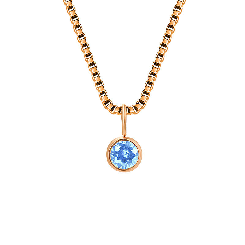 Collar de acero y titanio con circonitas y piedra natal de 8 mm de Olivenorma 