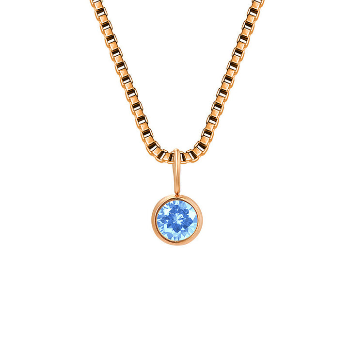 Collar de acero y titanio con circonitas y piedra natal de 8 mm de Olivenorma 