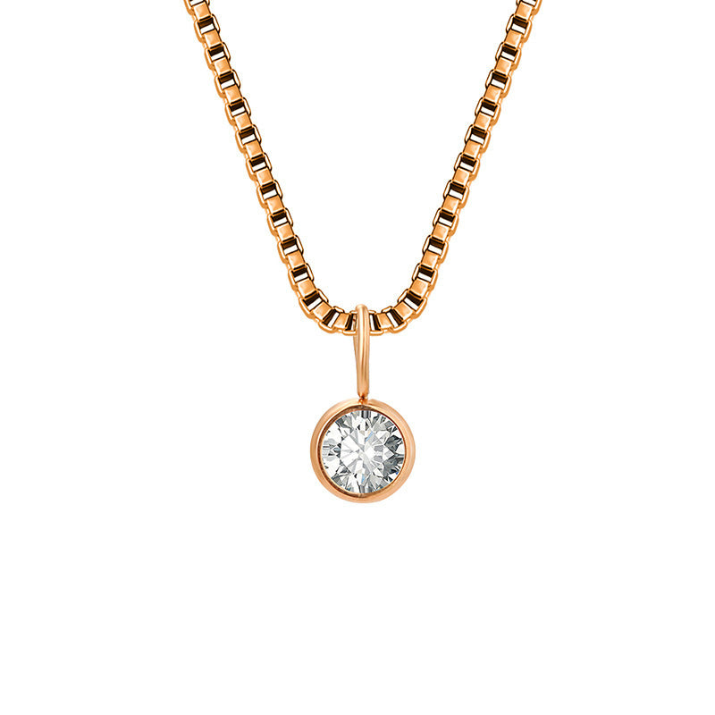 Collar de acero y titanio con circonitas y piedra natal de 8 mm de Olivenorma 