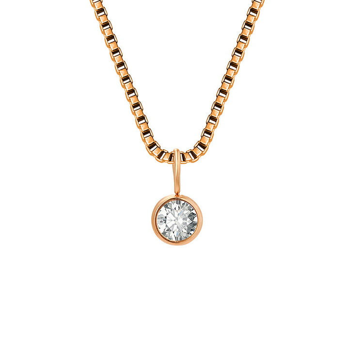 Collar de acero y titanio con circonitas y piedra natal de 8 mm de Olivenorma 