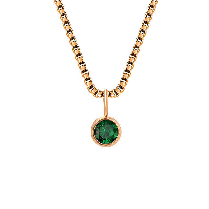 Collar de acero y titanio con circonitas y piedra natal de 8 mm de Olivenorma 