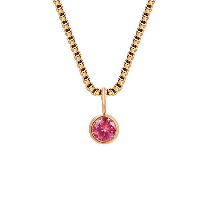 Collar de acero y titanio con circonitas y piedra natal de 8 mm de Olivenorma 