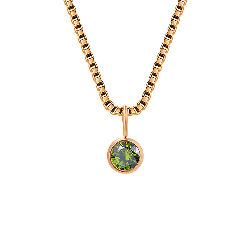 Collar de acero y titanio con circonitas y piedra natal de 8 mm de Olivenorma 