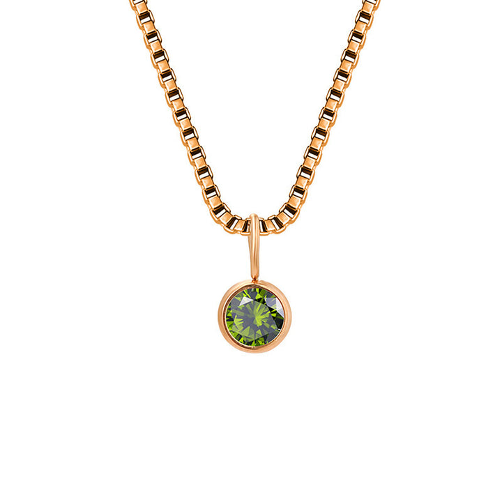 Collar de acero y titanio con circonitas y piedra natal de 8 mm de Olivenorma 