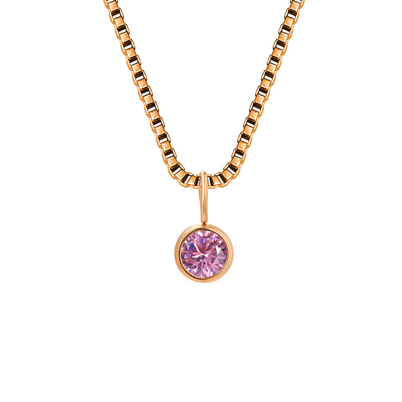 Collar de acero y titanio con circonitas y piedra natal de 8 mm de Olivenorma 