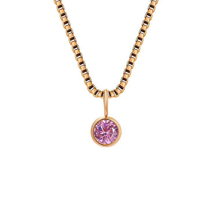 Collar de acero y titanio con circonitas y piedra natal de 8 mm de Olivenorma 