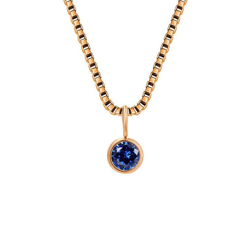 Collar de acero y titanio con circonitas y piedra natal de 8 mm de Olivenorma 