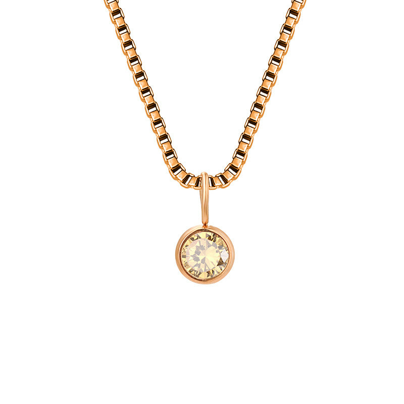 Collar de acero y titanio con circonitas y piedra natal de 8 mm de Olivenorma 