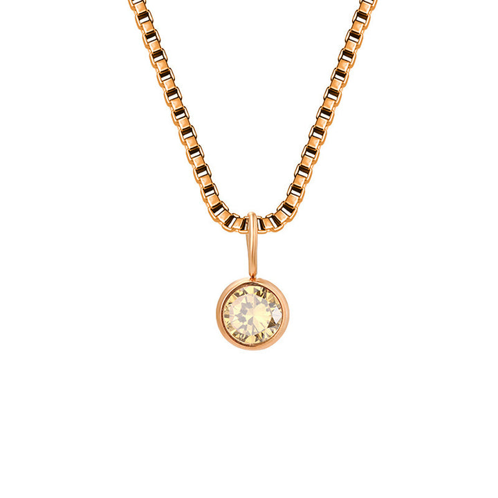 Collar de acero y titanio con circonitas y piedra natal de 8 mm de Olivenorma 