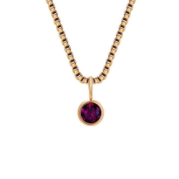 Collar de acero y titanio con circonitas y piedra natal de 8 mm de Olivenorma 