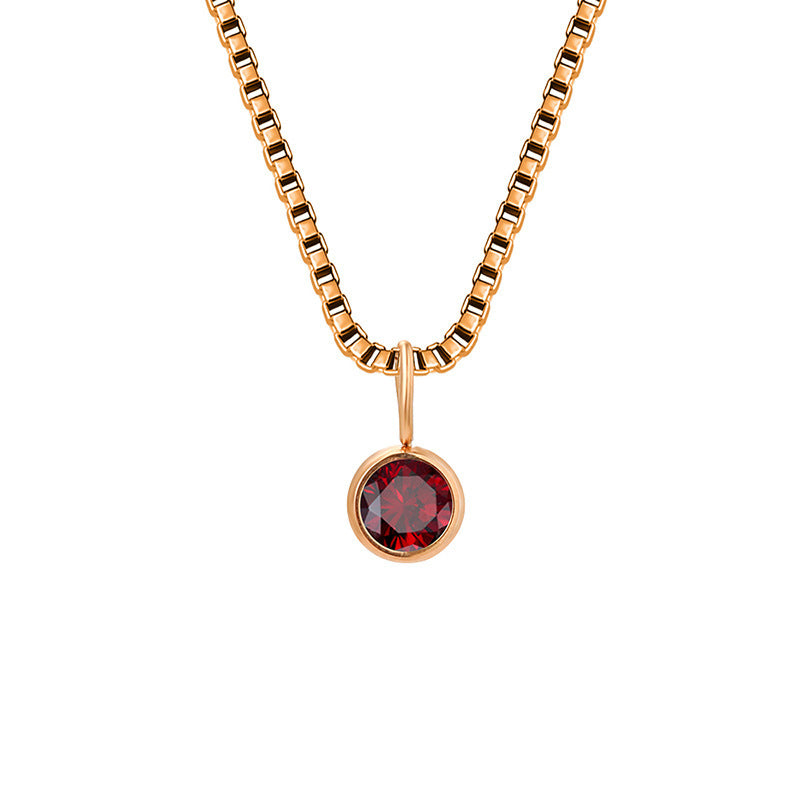 Collar de acero y titanio con circonitas y piedra natal de 8 mm de Olivenorma 