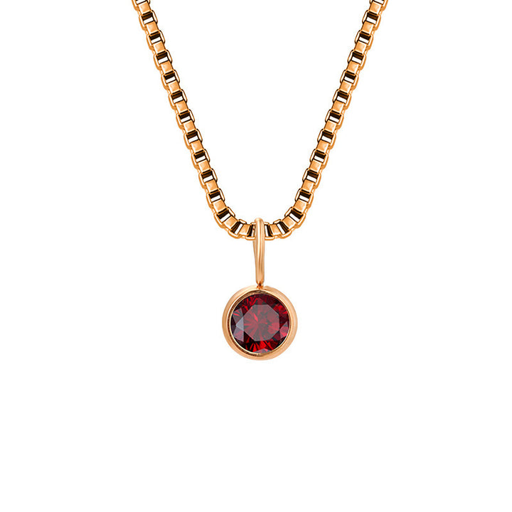 Collar de acero y titanio con circonitas y piedra natal de 8 mm de Olivenorma 