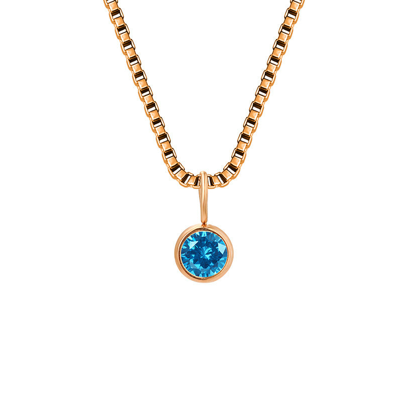 Collar de acero y titanio con circonitas y piedra natal de 8 mm de Olivenorma 