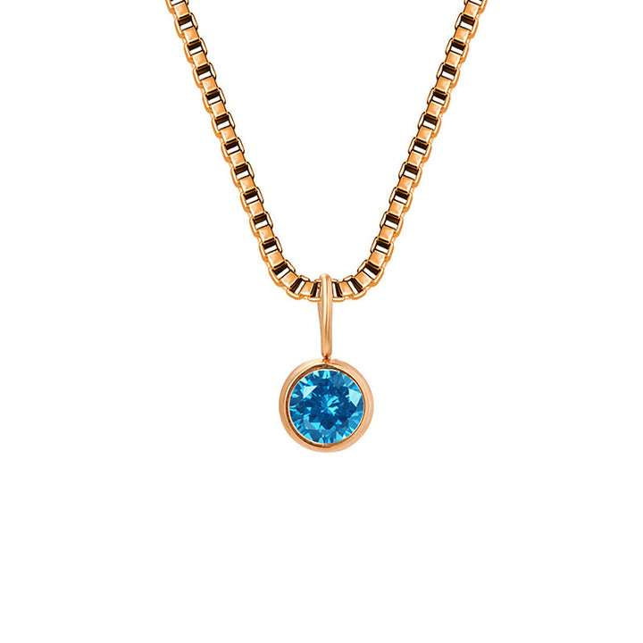 Collar de acero y titanio con circonitas y piedra natal de 8 mm de Olivenorma 