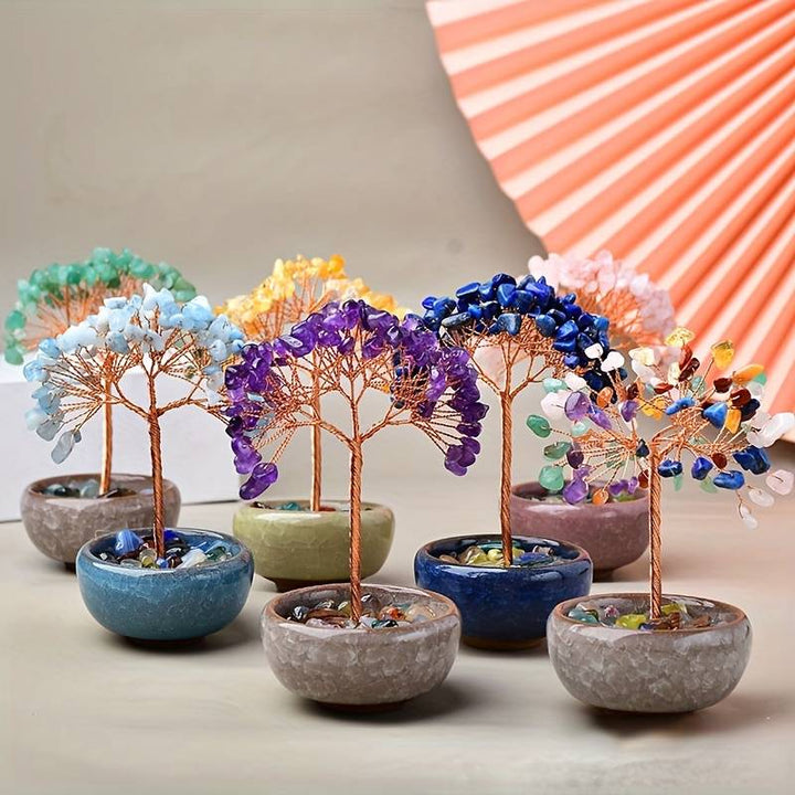 Piedra preciosa de cristal de grava Olivenorma para decoración del hogar, árbol de Feng Shui