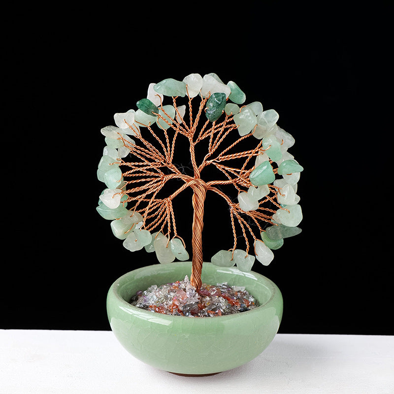 Piedra preciosa de cristal de grava Olivenorma para decoración del hogar, árbol de Feng Shui