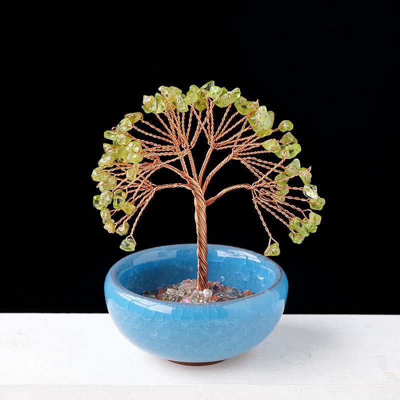 Piedra preciosa de cristal de grava Olivenorma para decoración del hogar, árbol de Feng Shui
