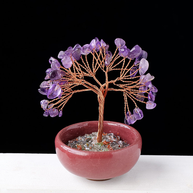 Piedra preciosa de cristal de grava Olivenorma para decoración del hogar, árbol de Feng Shui