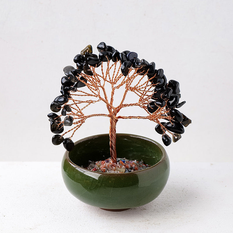 Piedra preciosa de cristal de grava Olivenorma para decoración del hogar, árbol de Feng Shui