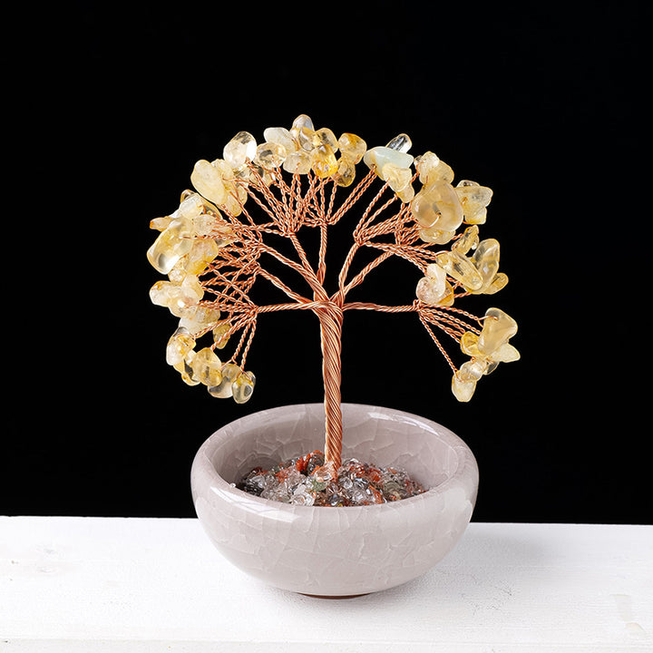 Piedra preciosa de cristal de grava Olivenorma para decoración del hogar, árbol de Feng Shui