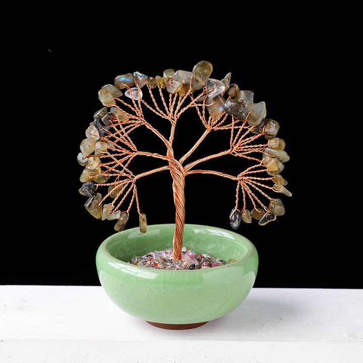 Piedra preciosa de cristal de grava Olivenorma para decoración del hogar, árbol de Feng Shui