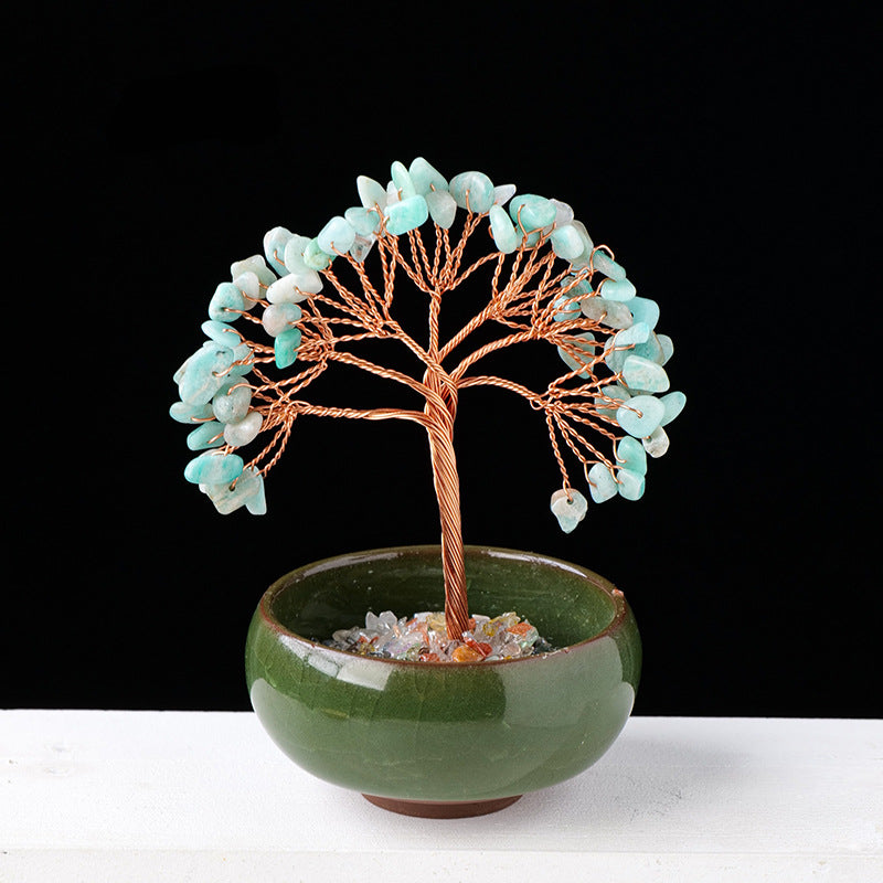 Piedra preciosa de cristal de grava Olivenorma para decoración del hogar, árbol de Feng Shui