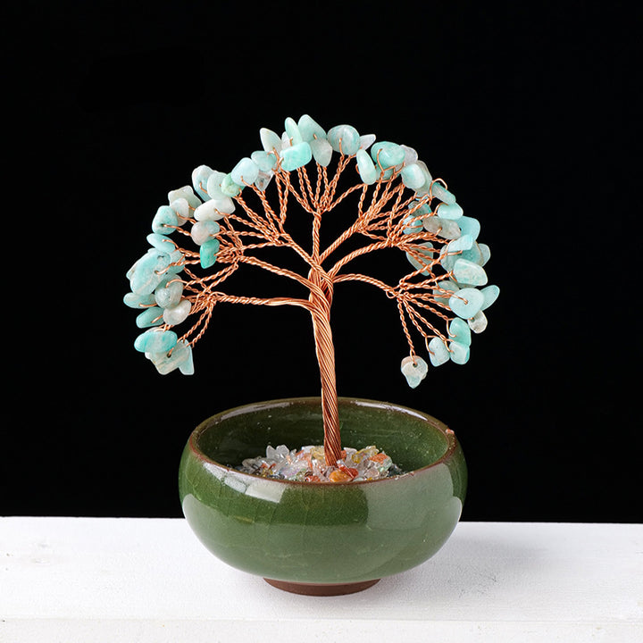 Piedra preciosa de cristal de grava Olivenorma para decoración del hogar, árbol de Feng Shui