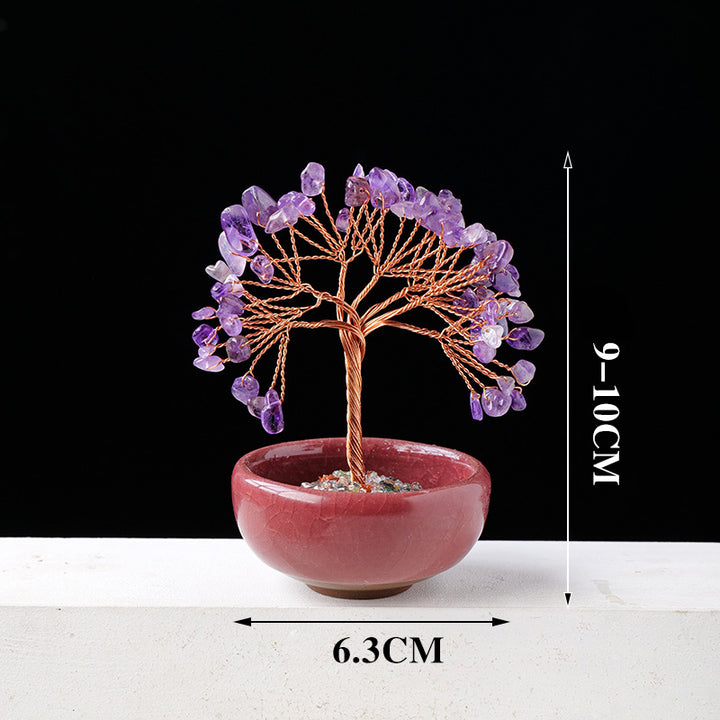 Piedra preciosa de cristal de grava Olivenorma para decoración del hogar, árbol de Feng Shui