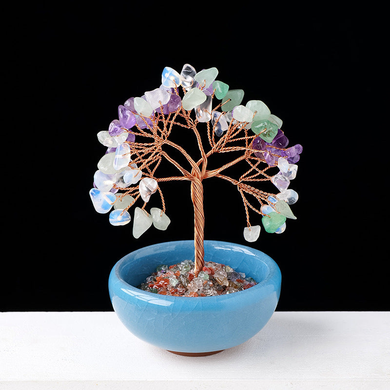 Piedra preciosa de cristal de grava Olivenorma para decoración del hogar, árbol de Feng Shui