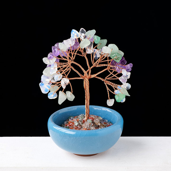 Piedra preciosa de cristal de grava Olivenorma para decoración del hogar, árbol de Feng Shui